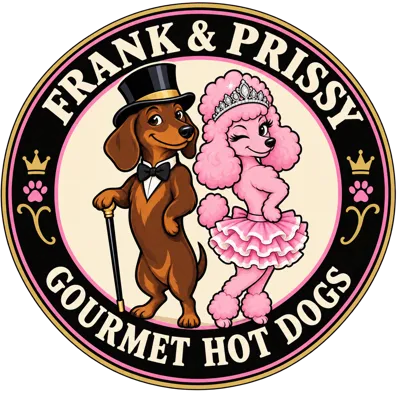 Frank & Prissy Gourmet Hot Dogs badge logo