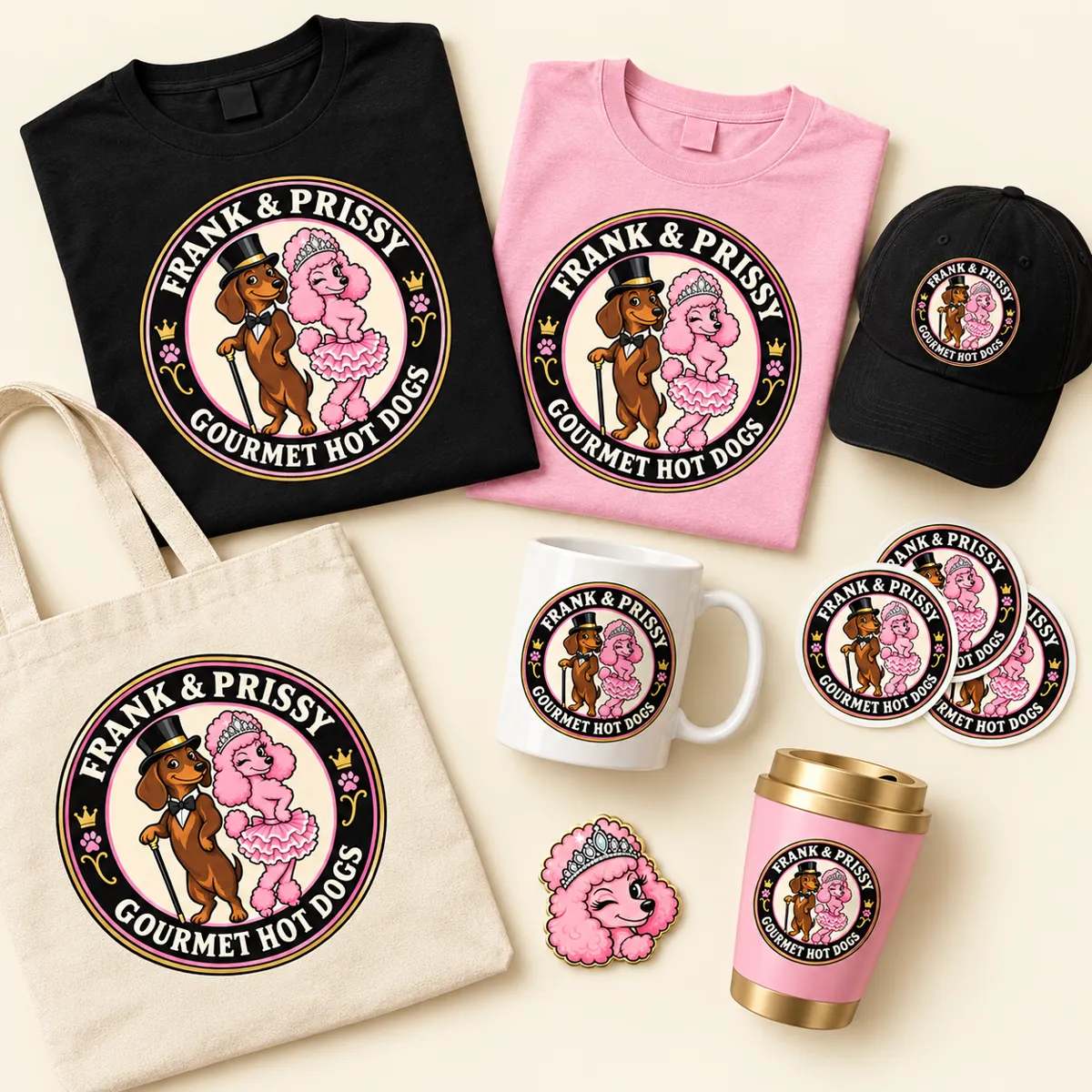 Frank & Prissy merch: shirts, hats, and accessories